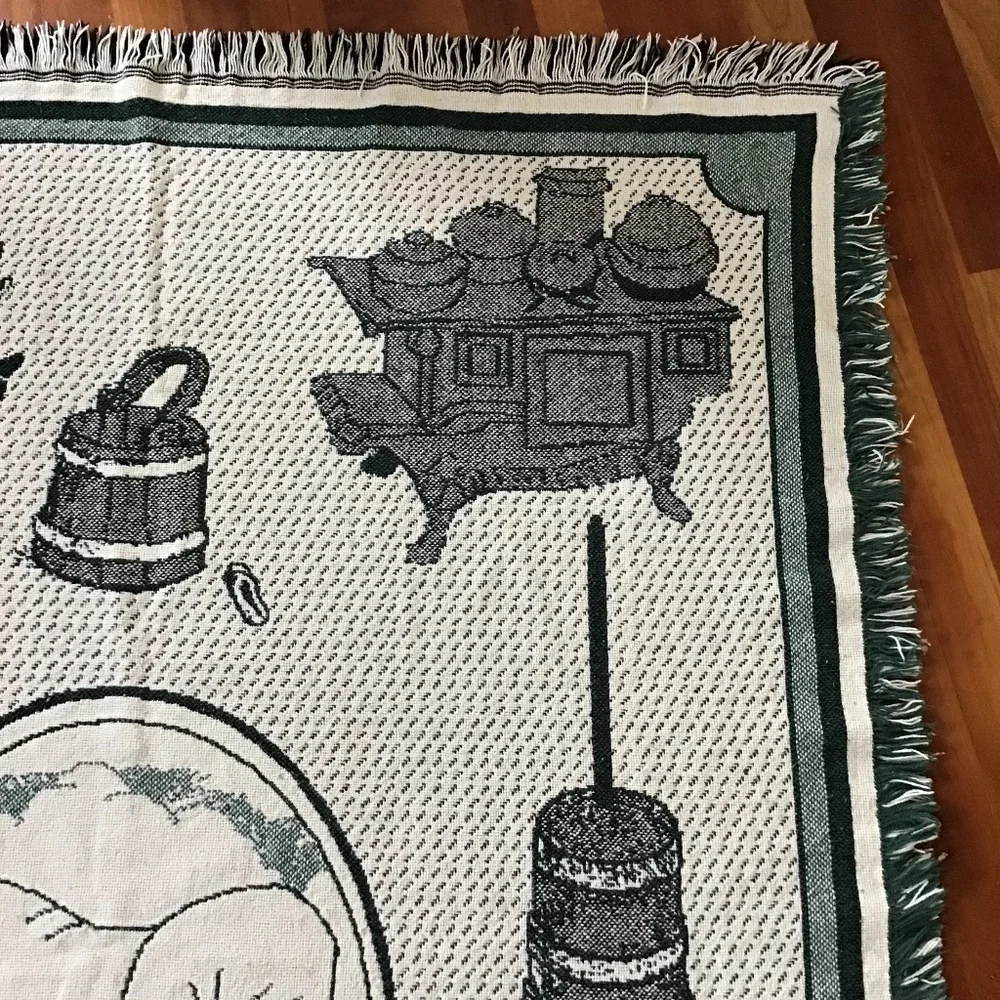 Laura Ingalls Wilder Vintage Throw Birthplace Wisconsin Dark Green Blanket